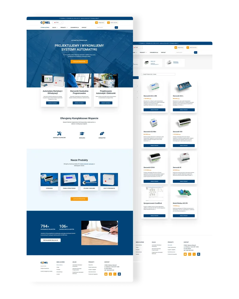Pages of the Conel website