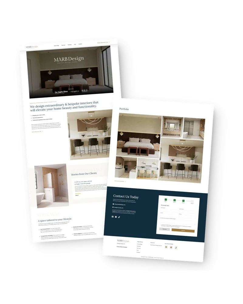 Pages of the MARB Design website